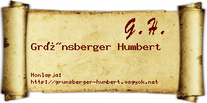 Grünsberger Humbert névjegykártya
